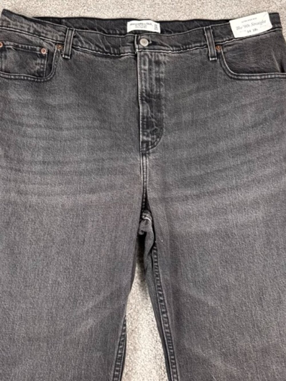 Abercrombie & Fitch The 90s Straight Ultra High Rise Jean Women 34 18S Gray NEW